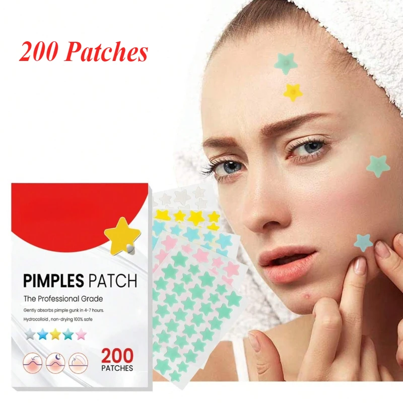200 Uds parche de acné de estrella cuidado de la piel Facial desvanecimiento imperfecciones marcas de espinillas cerrado acné imperfecciones cubrir acné parche de reparación de espinillas