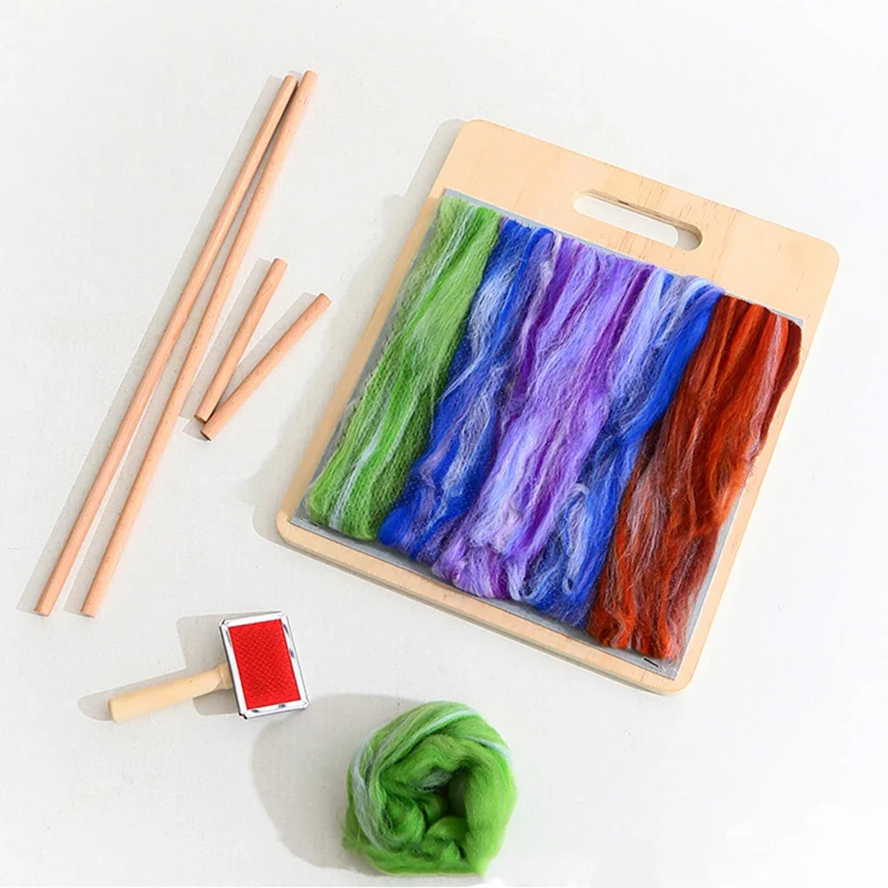 

1 Set Wool Blend Carding Kit with Sticks & Carding Brushes, DIY Spinning Processing Tool, Yarn Making Set for Felting Beginners