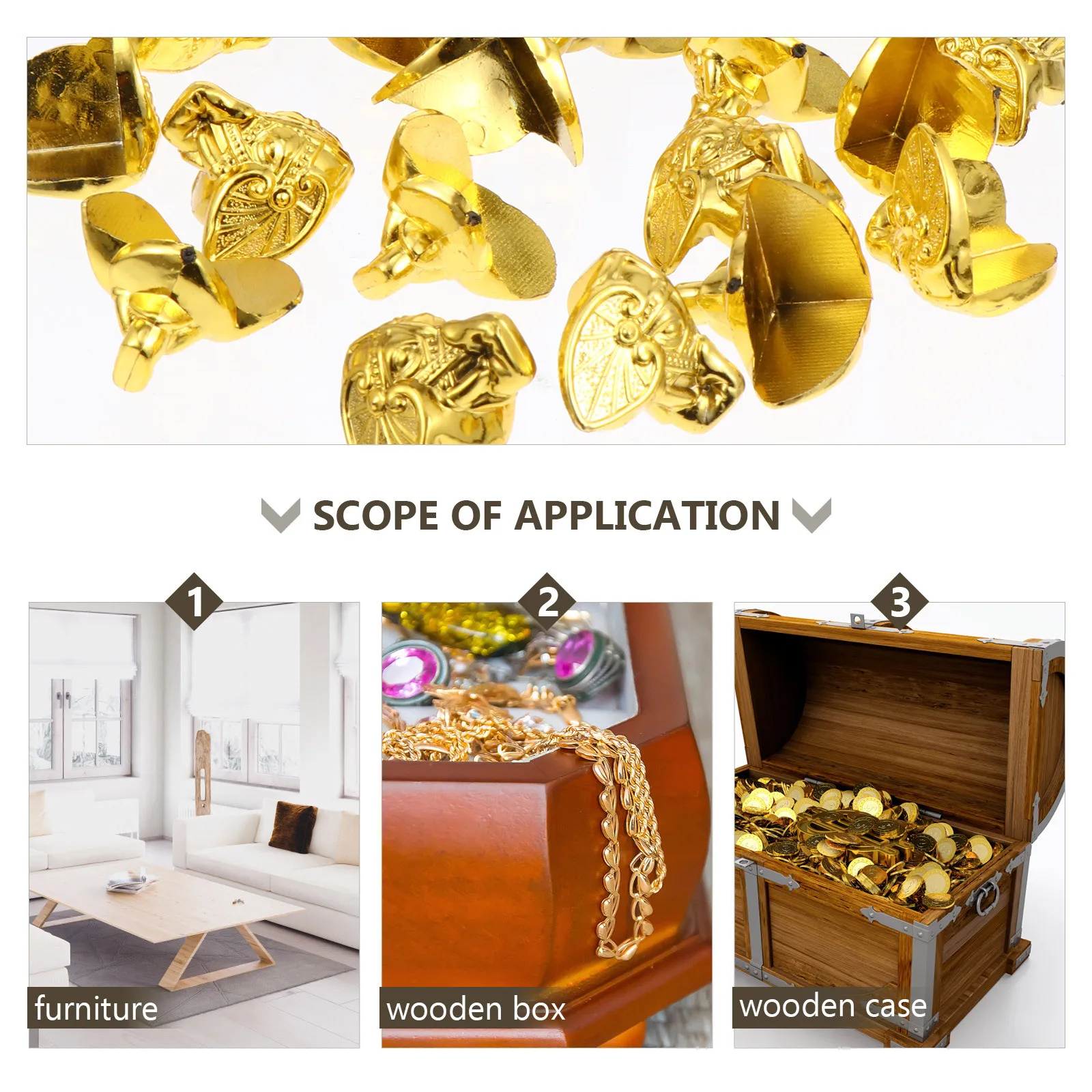 

20Pcs Vintage Style Decorative Box Corners Wooden Case Legs Furniture Feet Protective Jewelry Box Supports Wooden Case Legs