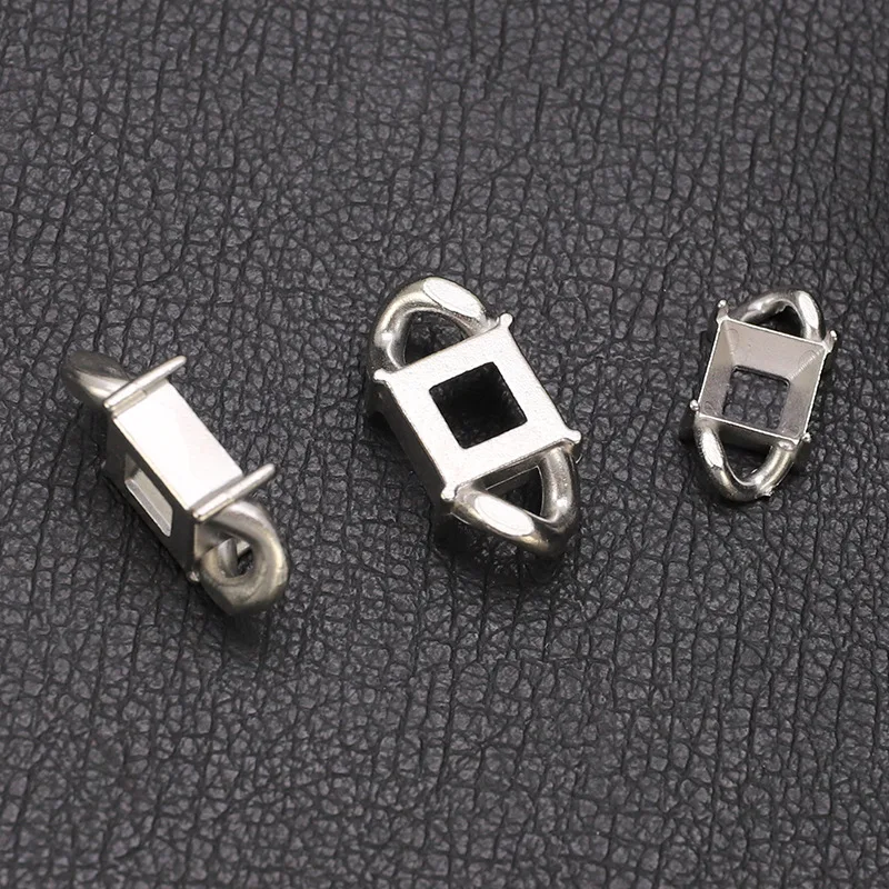 5-10 Stück Edelstahl-Leerkralle für quadratische rechteckige Strasssteine, Basis für Halsketten, Armbänder, Kristallsteinhalter – Detail 5