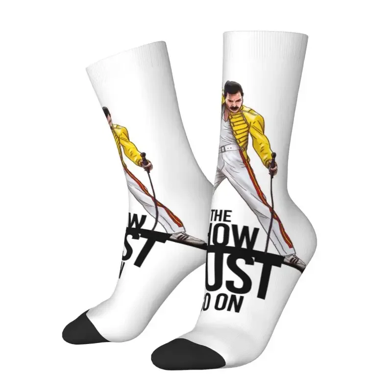 Cool Mens Freddie Mercury Show Crazy Socks Unisex Breathbale Breathable Hip Hop 3D Print Rock Band Queen Crew Socks