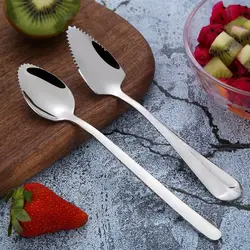 Fruit Scraping Spoon Stainless Steel Spoons with Spikes Dessert Spoon Grapefruit Spoons Dinnerware