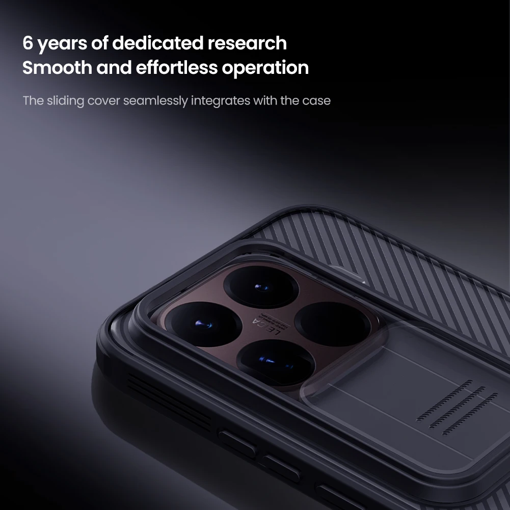 Nillkin Etui CamShield Pro z twardą powłoką do Xiaomi 15T Pro/Mi 15T 5G, przezroczyste czarne etui z TPU+PC z przesuwaną osłoną obiektywu. — zdjęcie produktu 3