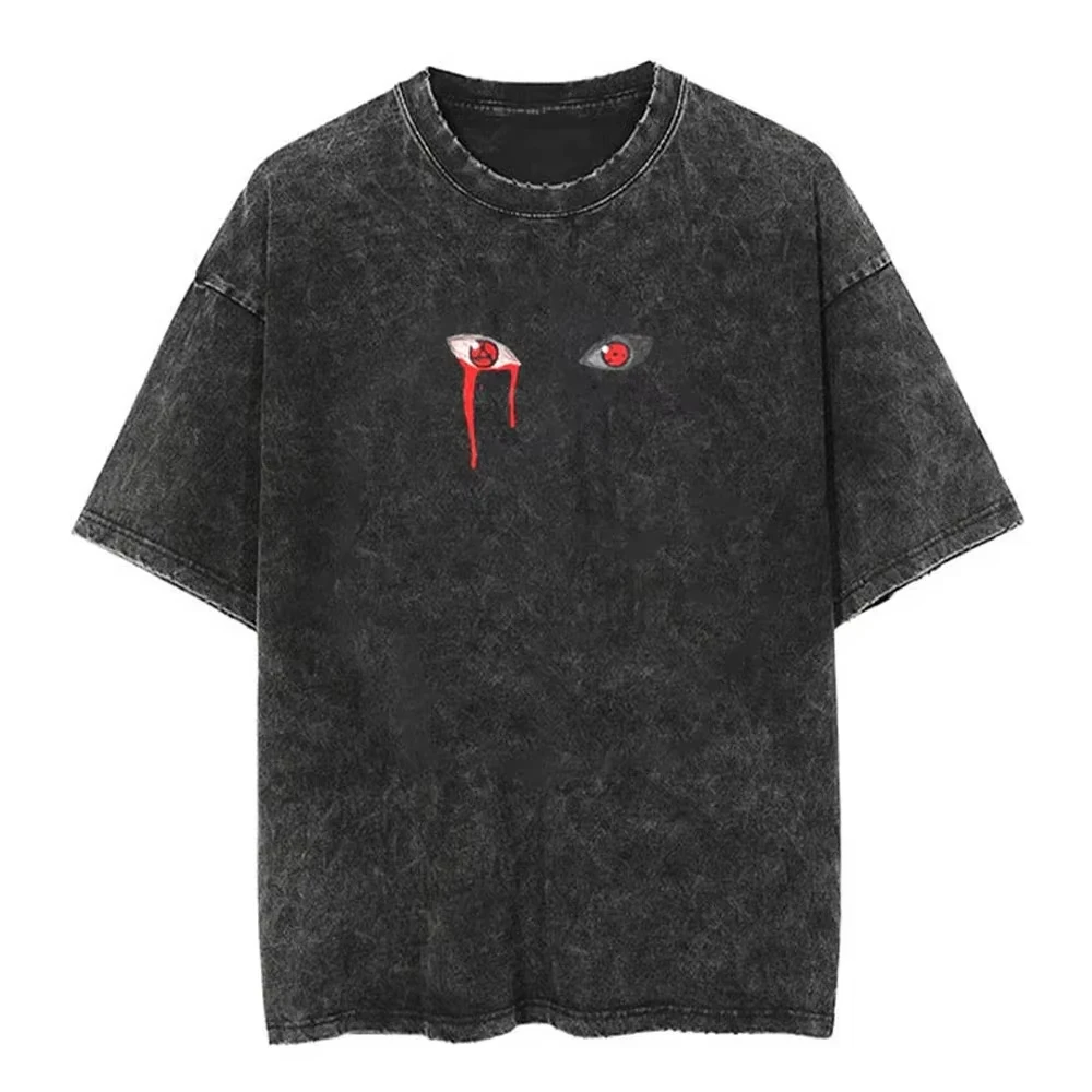 

Naruto Anime Washed T-shirt Retro Harajuku Hip-hop Cotton Men's Streetwear Oversized Women's Short-sleeved Unisex Top Y2k