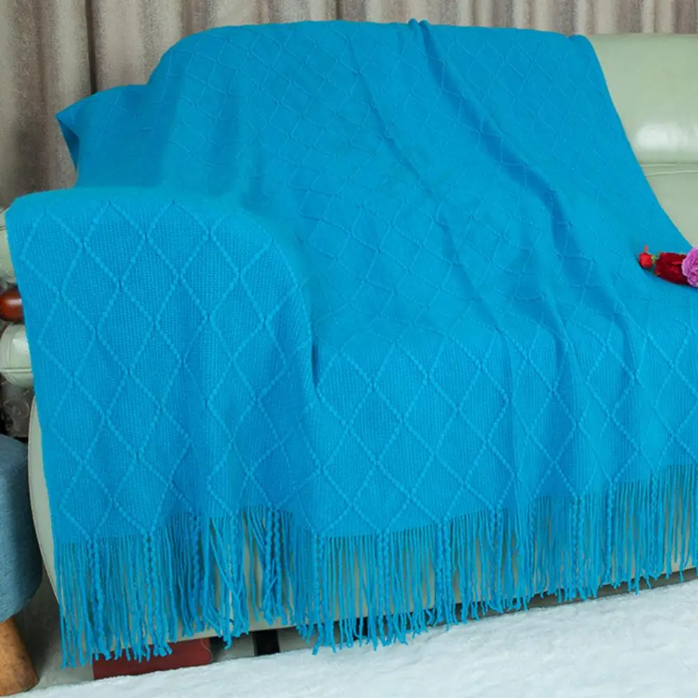 

Lightweight Blanket Cozy Acrylic Knitted Throw Blanket with Tassels for Lightweight Woven Blanket for Couch Bed Sofa Machine