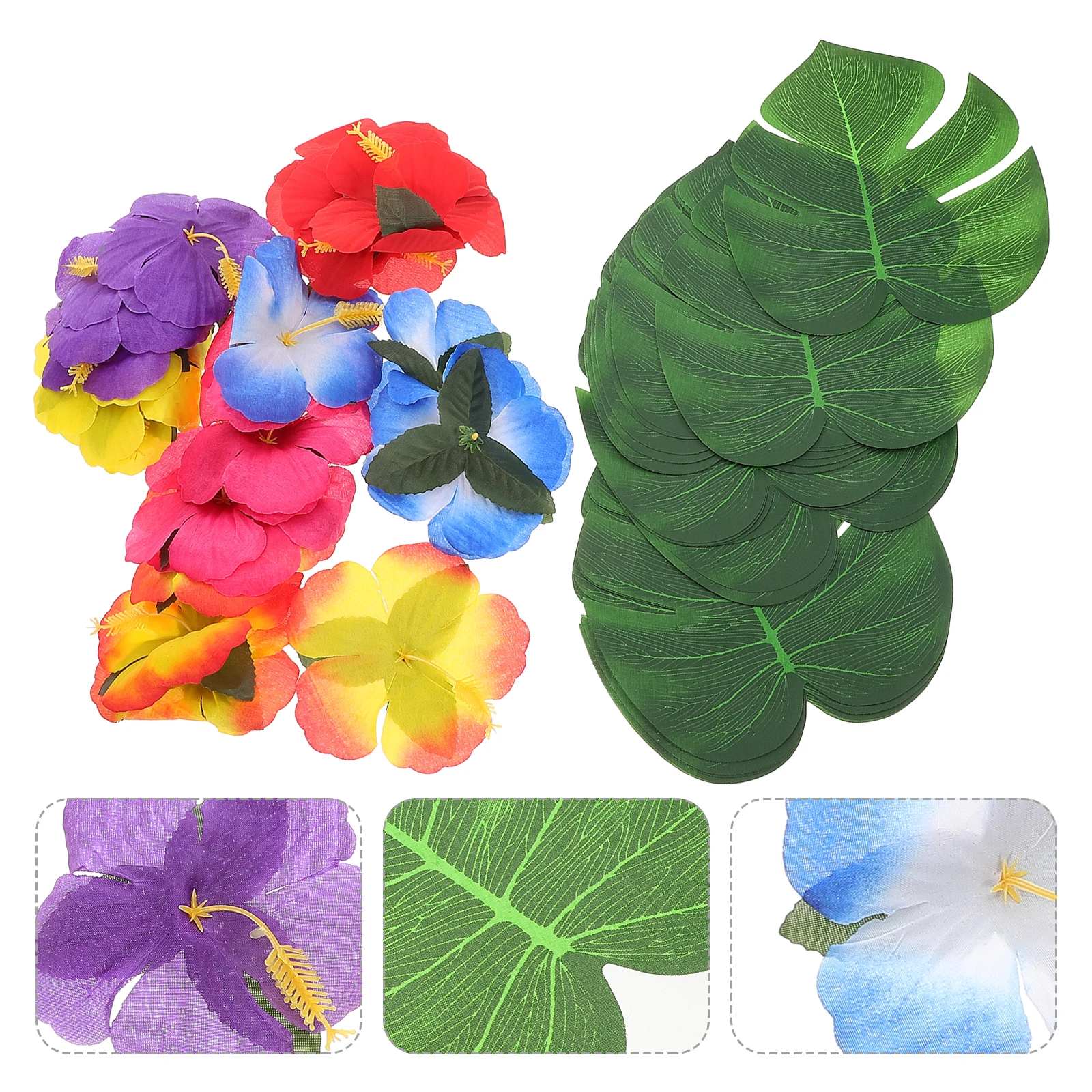 

1 set Artificial Leaves Plumeria Flowers Party Decorations Realistic Cloth Materials Indoor Outdoor Tropical Wedding Birthday