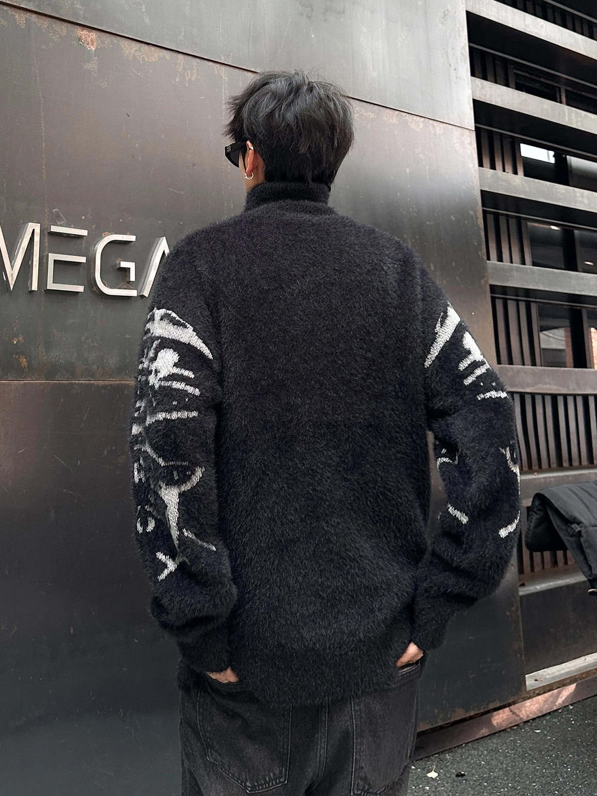 Maglione cardigan aperto con cerniera ricamata americana retrò da uomo Autunno Inverno Street Sle Jaet lavorato a maglia allentato pigro