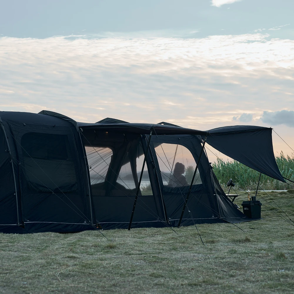 MOBI GARDEN Tenda da campeggio a tunnel LS4 Wide Space Aden Non membrana Nera per 4-6 persone