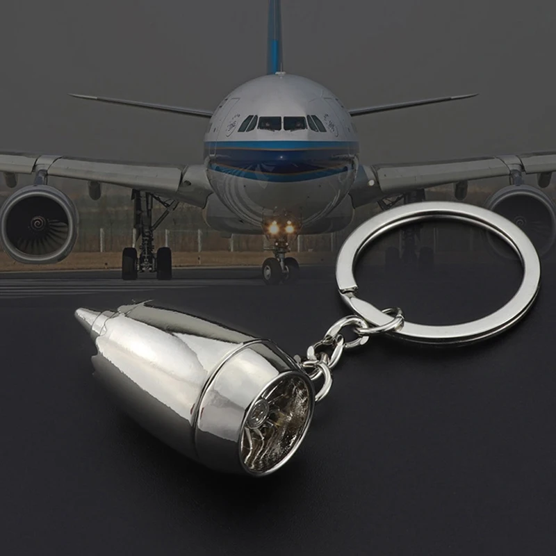 New Metal 3D Aviation Plane Engine Model Keychains Mini Jet Engine Keyrings Gifts