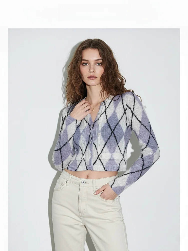 

Свитер-кардиган Nordic Sle V-Ne с V-образным вырезом, вязаный, свободного кроя, для женщин, осень 2025, мягкий, из акрила