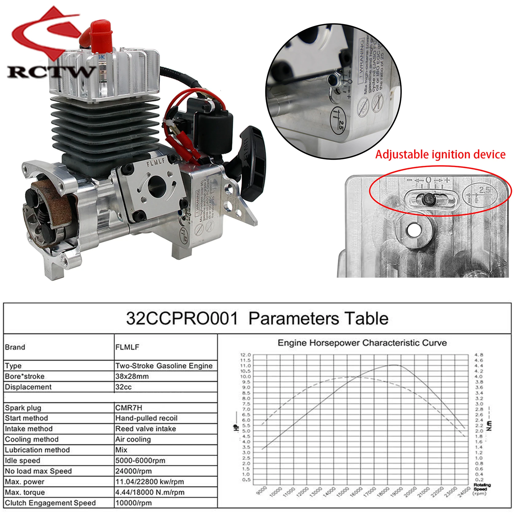 29CC 30.5CC 32CC PRO Reed Case Engine or with WT-1191 for 1/5 Rc Hpi Rofun Km Rovan Baja 5B 5T 5SC Losi FG GoPed Redcat DBXL MCD