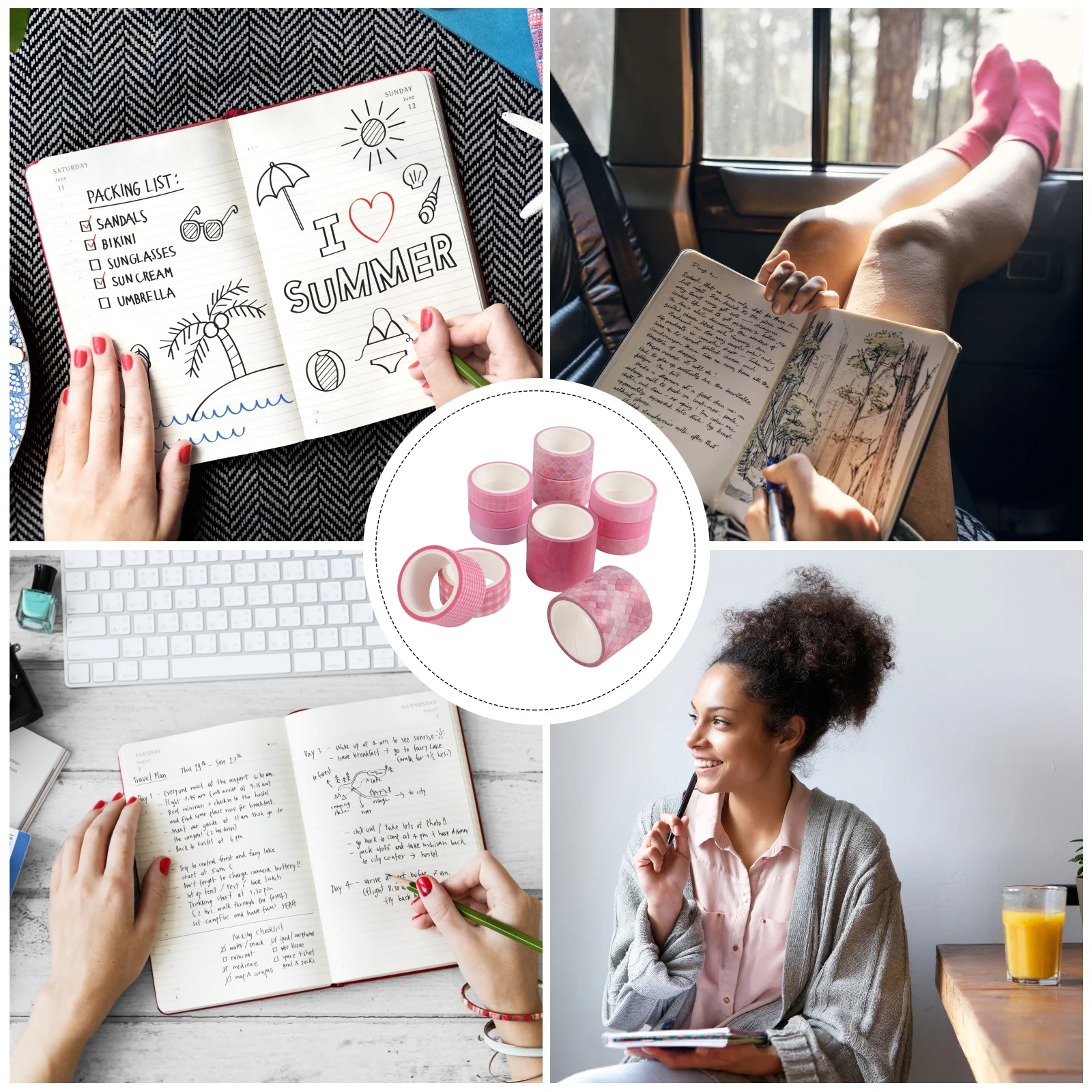 12 قطعة شريط حساب يدوي ريترو مواد لطيفة آمنة سهلة الاستخدام لتقوم بها بنفسك مجموعة شريط اشي الزخرفية لتقوم بها بنفسك أشرطة اشي