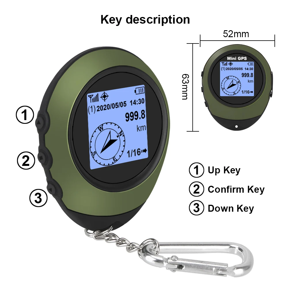 Mini GPS Recorder การปีนเขากลางแจ้ง GPS Pathfinder แบบใช้มือถืออิเล็กทรอนิกส์ Latitude และ Longitude ระดับความสูงนําทางท่องเที่ยว