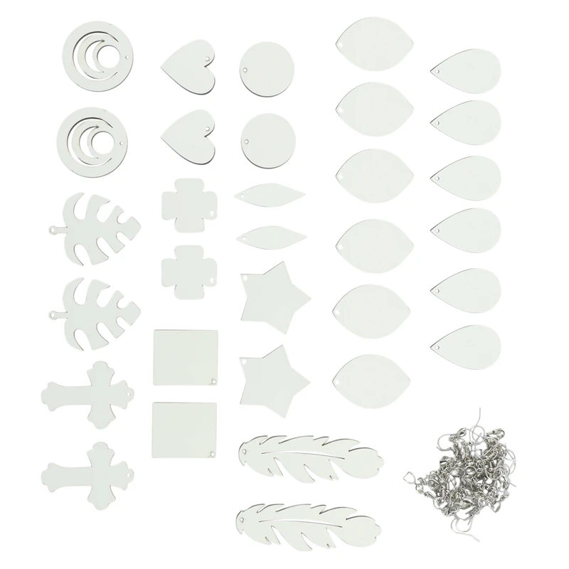 32PCS Sublimation Blanks Earring Hooks, Unfinished Teardrop Heat Transfer Pendant, Used For DIY Jewelry Making