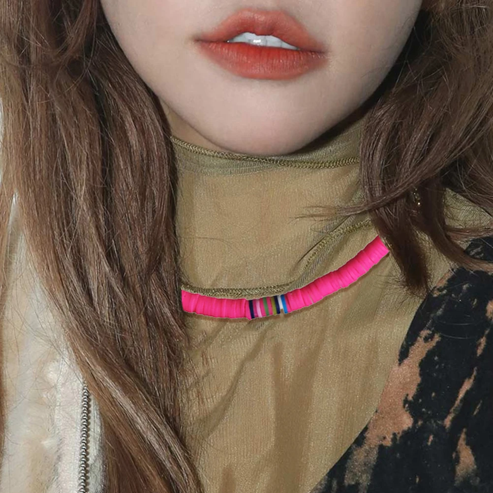 

Clay Alloy Necklace For Women Lightweight Colorful Boho Pendant Beach Summer Festival Travel Accessory Choker Bunt Metal