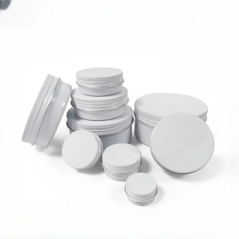 

20pcs 20g Aluminum Tin Jars White Empty Round Aluminum Box Metal Tin Can Screw Thread Lid Candle Tea Candy Box 20pcs