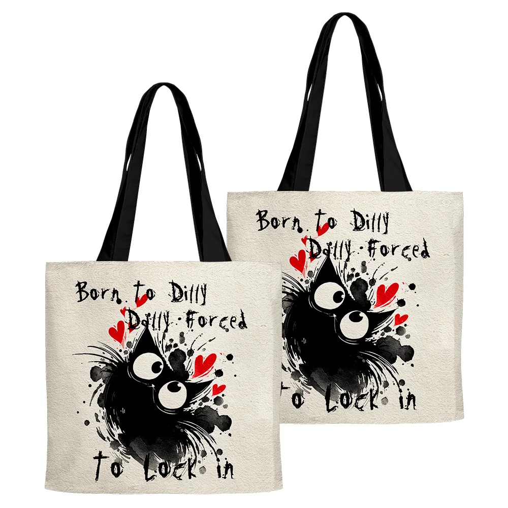 

Cute Cat Tote Bags funny quote unisex Fashion Shoulder Bag oxford Portable Handbags for Cat Lover Lightweight Shopping Bag