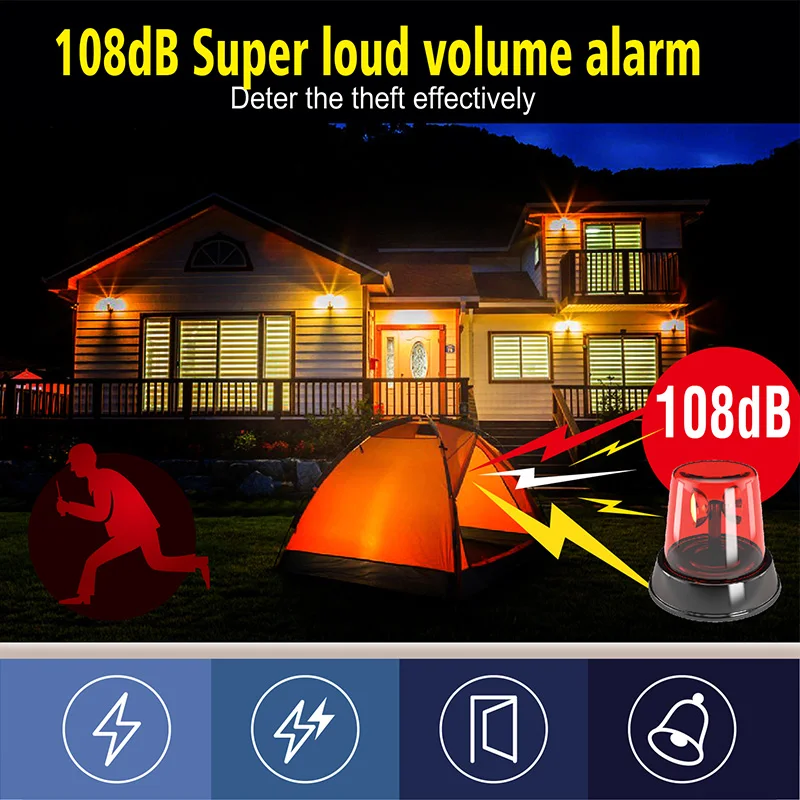 Door Window Wireless Burglar Alarm with Magnetic Sensor Alarm 108dB High Volume Door Open Detectors Home Security Device