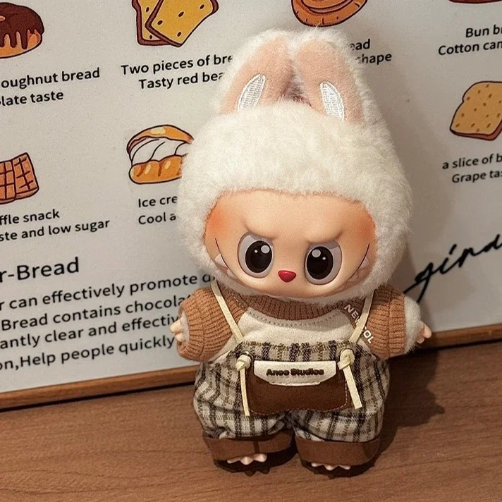 Voor labubu kleding Vinyl Pop Twee Lente Wilde Zomer Tij Spelen Kleur Bijpassende Overalls Set Poppen Accessoires Kleine Doeken