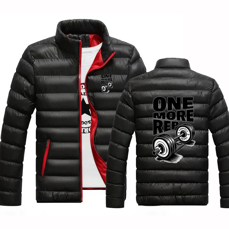 Jaqueta Esportiva Masculina Nova de Algodão Acolchoada Quatro Cores para Treino de Musculação Outono/Inverno 2026 - ONE MORE REP