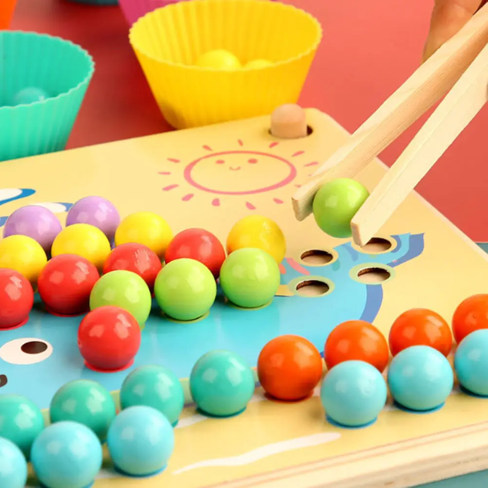 

Набор для детей: деревянная игра с бусинами, развивающая сортировка по цветам, раннее обучение, игрушки для развития координации рук и глаз