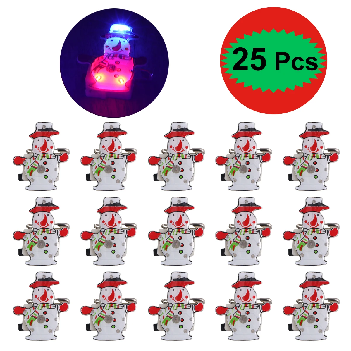 

25 Pcs Flashing Brooches Christmas Decorations Reusable naments for Halloween Party Holiday Gifts Kids Accessories
