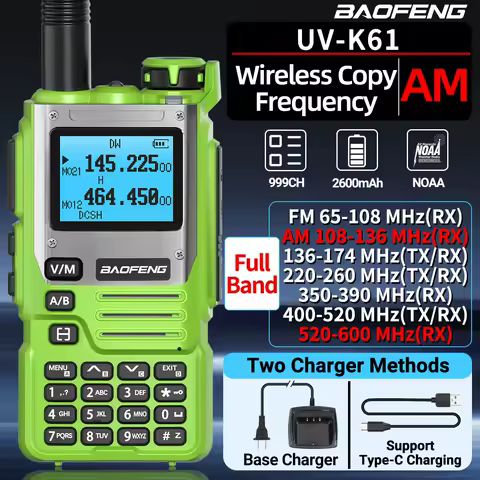 Baofeng UV-K61 Walkie Talkie Multi Band Wireless Copy Frequency 999CH Type-C UHF VHF DTMF NOAA FM UV-5R Upgraded UV-K6 Ham Radio