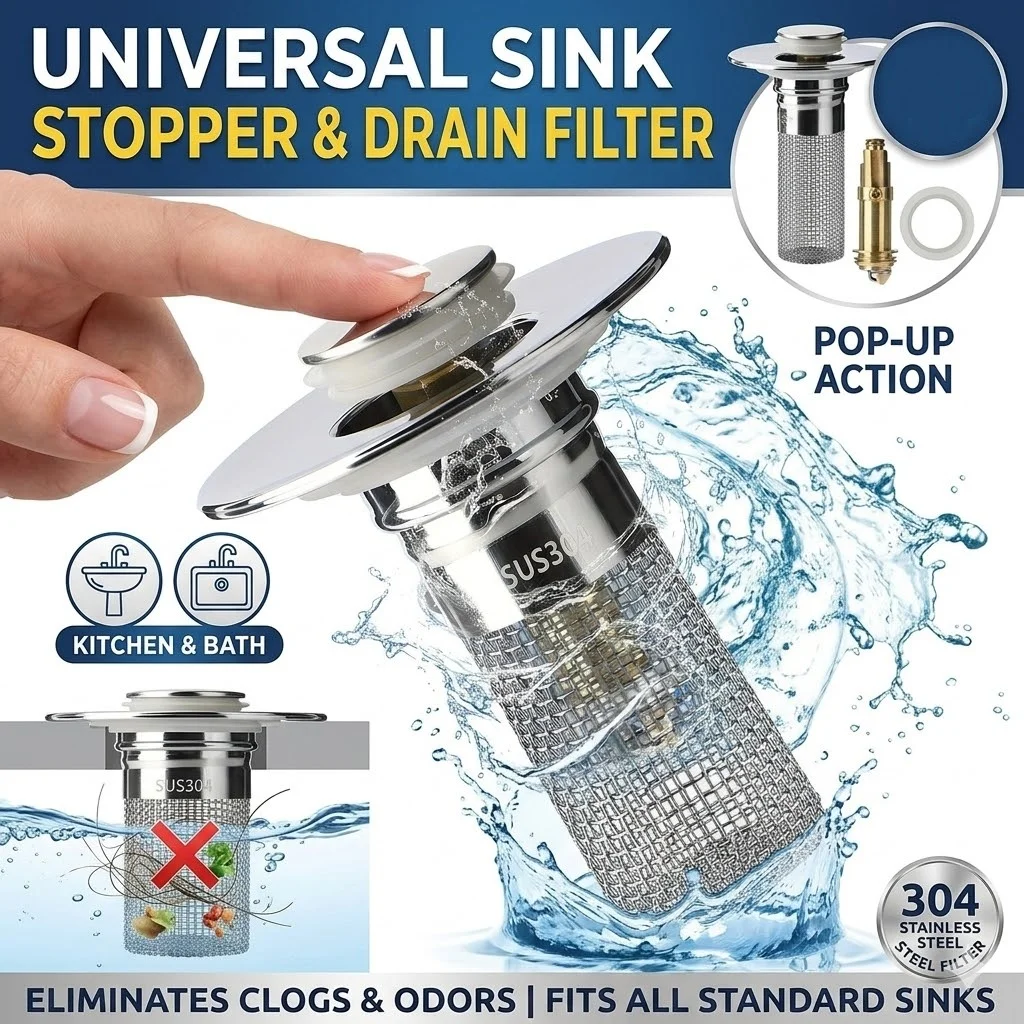 2pcs Stainless Steel Pop-Up Sink Drain Filter, With Removable Basket, Suitable For Bathtub/Shower Drain, Prevents Hair Clogging, Easy To Replace, No Chemicals Needed, Easy To Clean