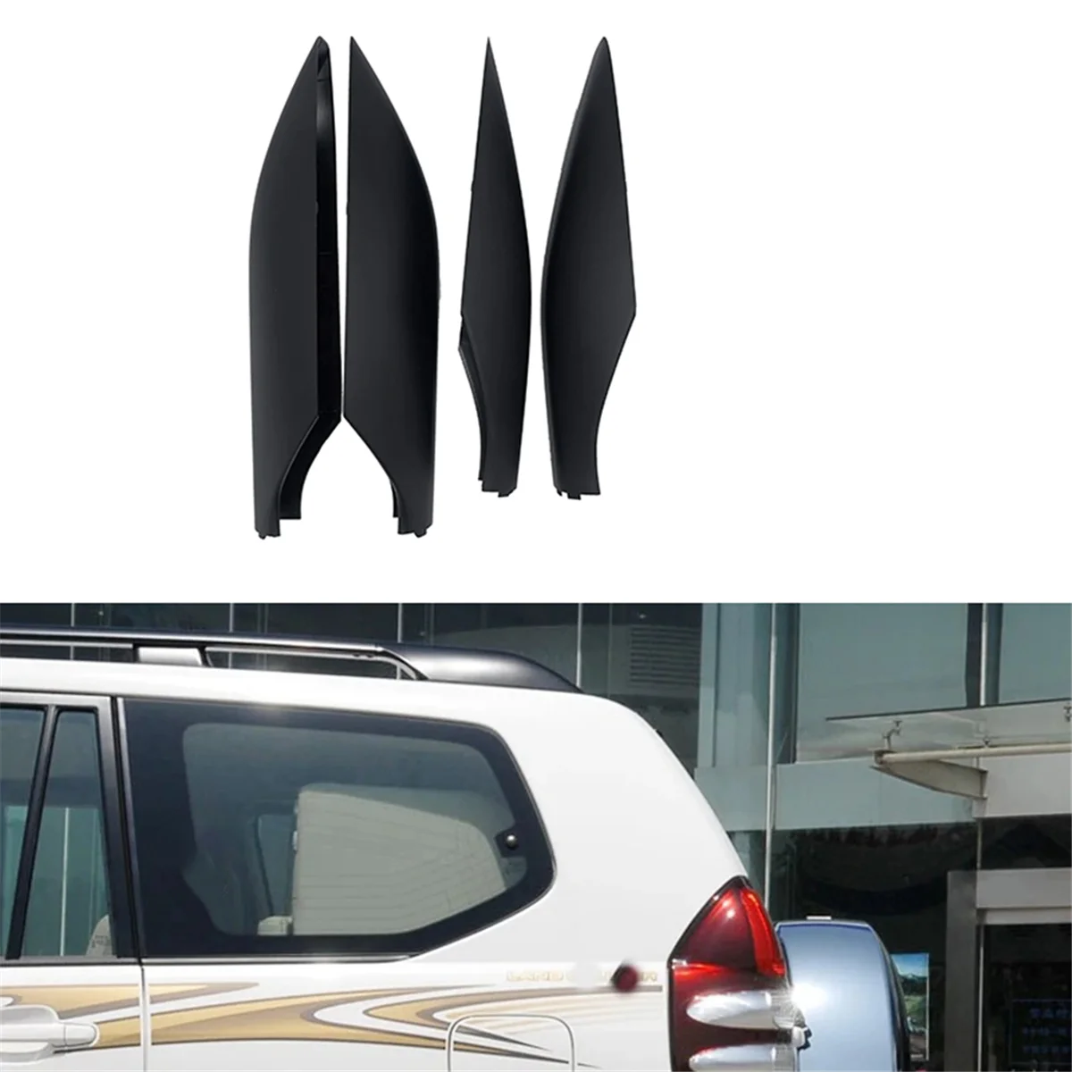 4pcs Roof Rack Rail End Cover Trim Shell for Toyota Land Cruiser 63491-60060 63492-60060 63493-60070