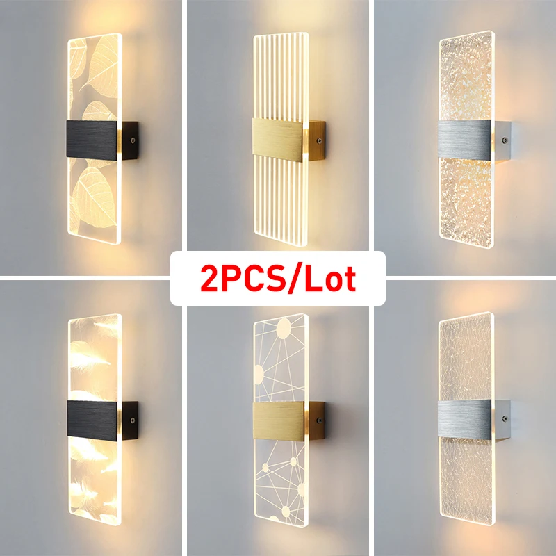 

2PC/Lot Acrylic LED Wall Lamp 6W Balcony Aisle Bedside Light Modern Nordic Indoor Sconce Lamp AC85-265V For Living Room Bedroom