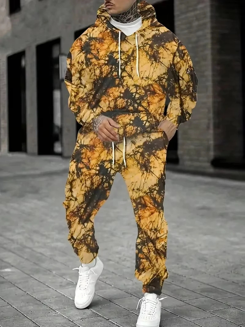위장 무늬 멧돼지 동물 3D 프린트 후드티 바지 세트 남성용 스웨트셔츠 스웨트팬츠 투피스 수트 트랙수트 남성 의류