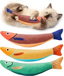 Cat Toys Fish,Teeth Grinding Catnip Toys,Soft and Durable,Kitten Toys Interactive Sounding Cat Chew Bite Plush Toys Cat Supplie