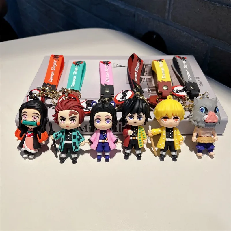 Demon Slayer Kimetsu Yaiba Blade of Ghost Keychain Cute Characters Bag Pendant Car Chain Ring Fans Gift Anime Gift Wholesale