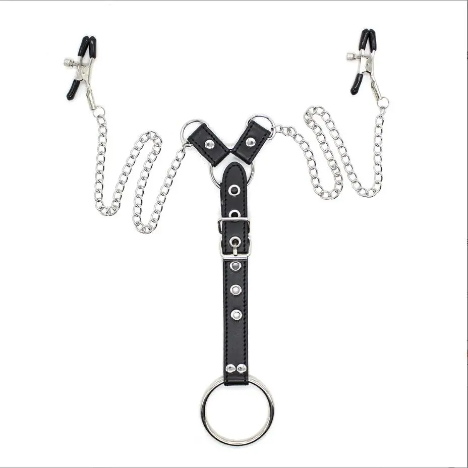 Nipple Breast Clamps Penis Ring Metal Chain Adult Game Sex Toys For Men Fetish BDSM Bondage Set Flirting SM Toys S2637