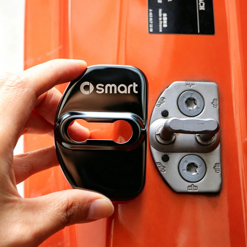 Cubierta protectora para cerradura de puerta de coche, decoración de acero inoxidable para Smart EQ Fortwo Forfour 453 451 452 450 454 Roadster Forjeremy, 4 Uds.