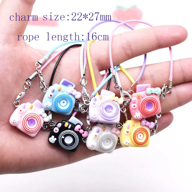 レジン製吊り下げロープカメラポップコーンチョコレート複数レジンペンダントDIYドールペンダントバッグペンダント