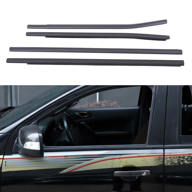 

4 шт. АБС-каучук черный для Ford Ranger 2013-2021, нажимная полоса окна автомобиля, уплотнение, украшение автомобиля, сменные аксессуары