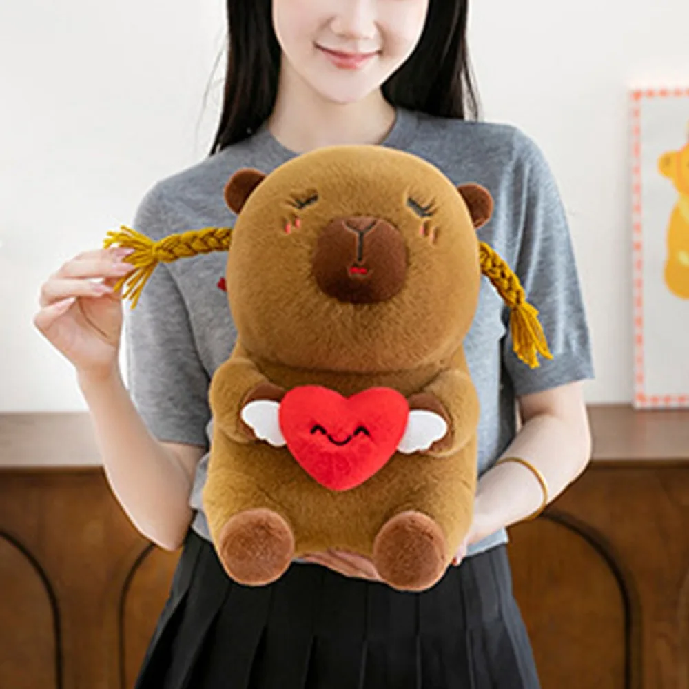 

Kawaii Love Heart Капибара плюшевая игрушка пушистая мягкая капибара хлопковая кукла животное милая капибара мягкая кукла подарок друзьям