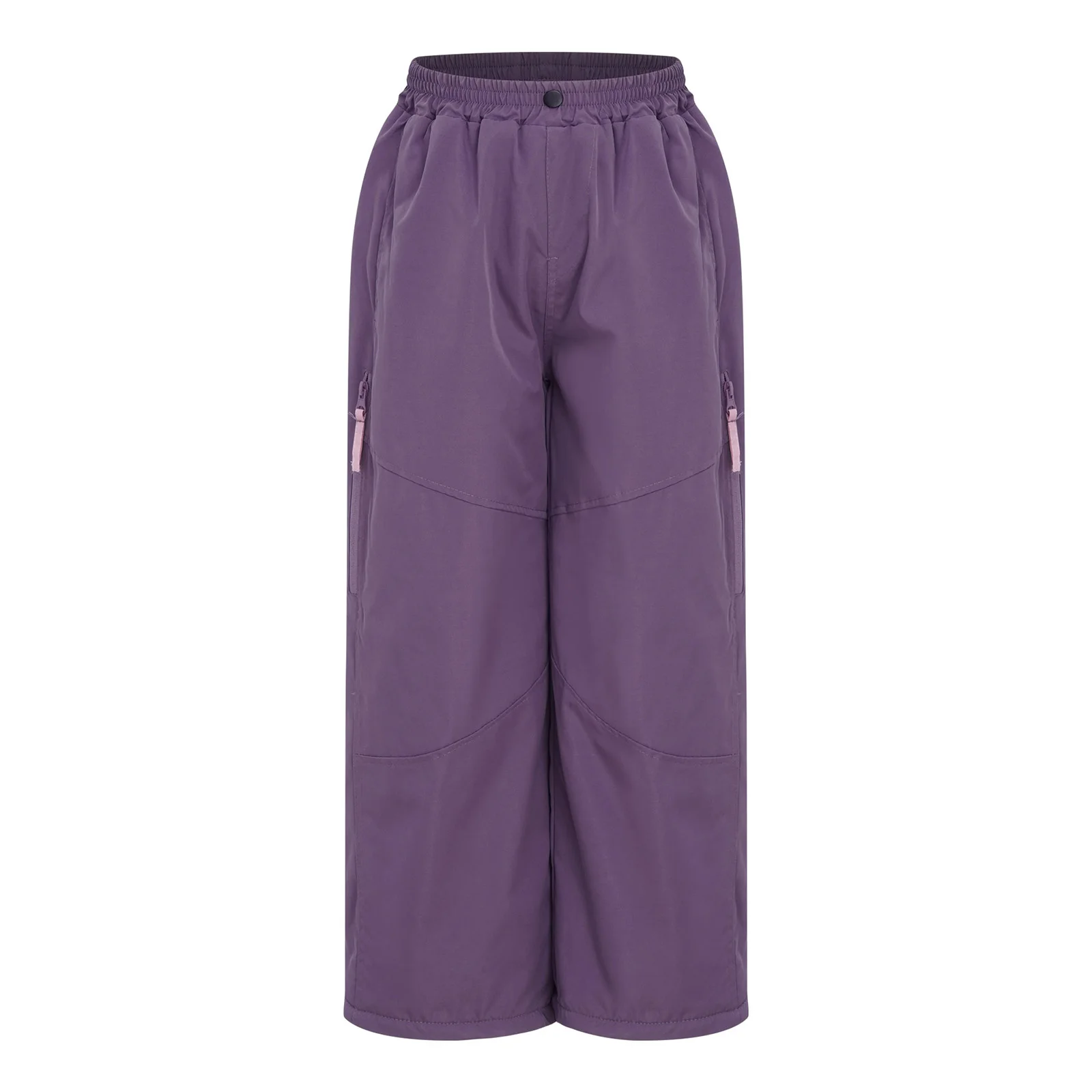 Child Girls Thick Fleece-Lined Pants Kids Outdoor Running Hiking Camping Sports Bottoms Costumes Zipper Leg Openings Trousers