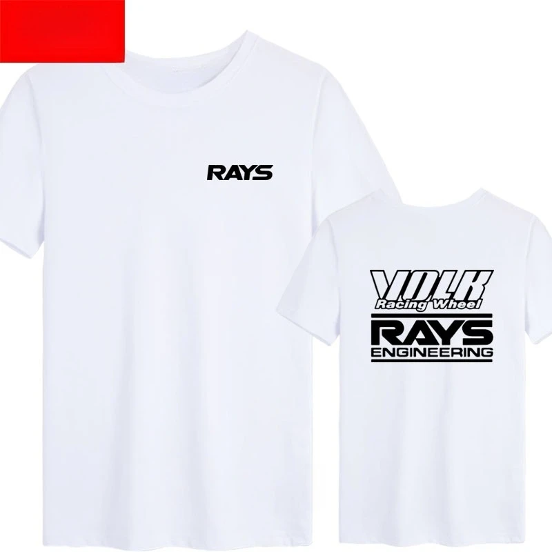 

2025 Summer New RAYS Rim JDM Modified Car Print Graphic T-shirt Men's and Women's Short Sleeve Breathable Motorcycle T-shirt