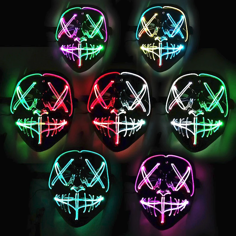 High Quality Halloween LED Mask  Colorful Change Purge Mask Hand Touch Sensing Mask Light Up For Halloween