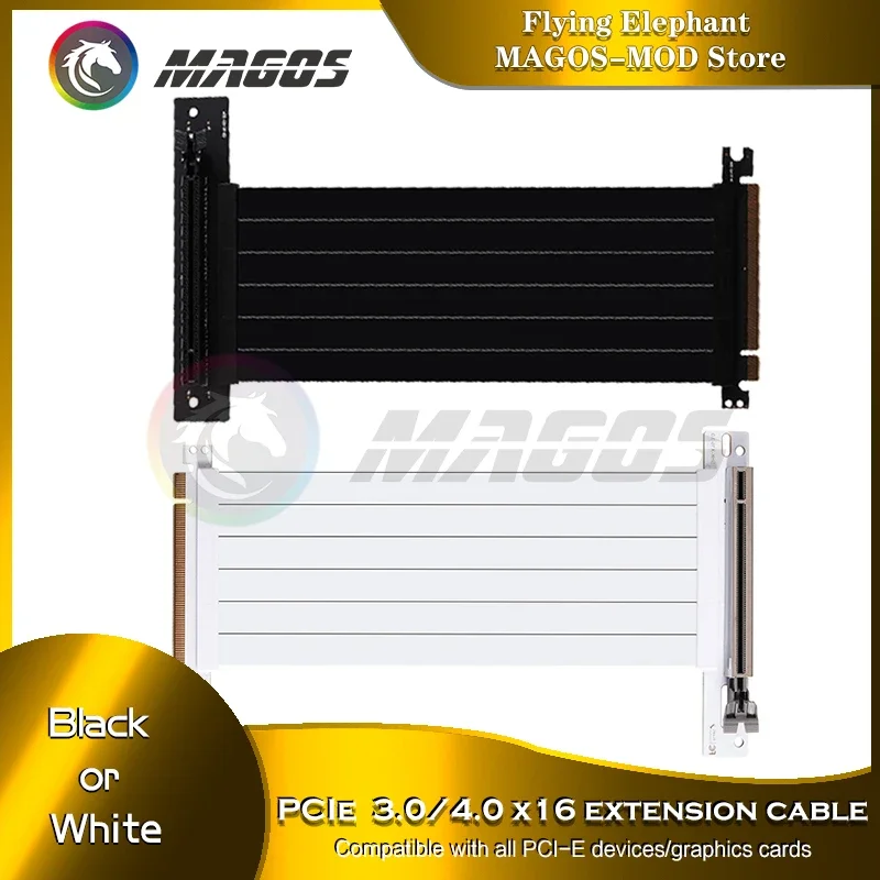 PCIE X16 Riser Cable, Graphics Card Extension Cable, PCI Express Riser, Shielded Extender, Antijam for GPU AXYB, 3.0, 4.0