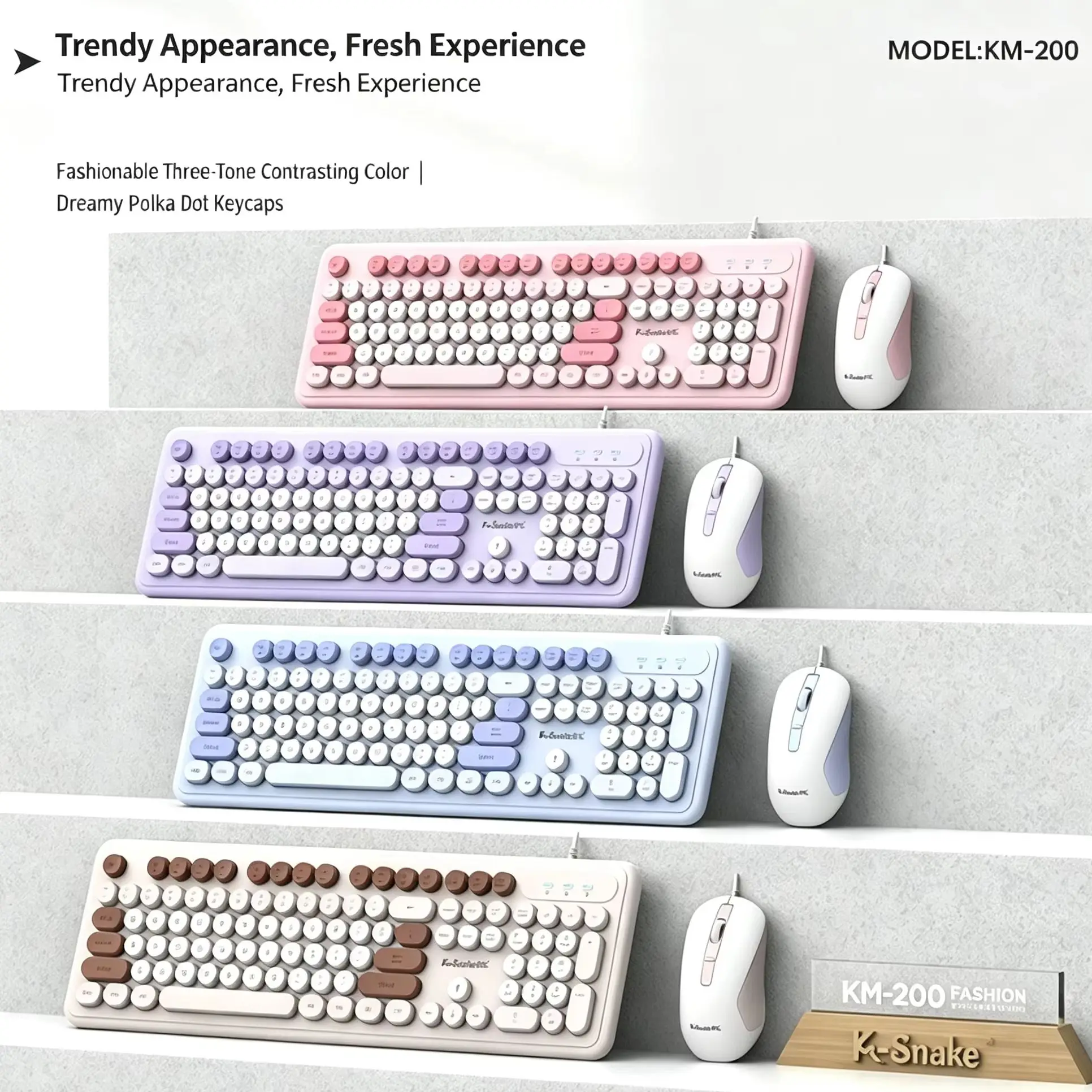 Office Stylish Slient Wired Keyboard And Mouse Combo Cute Punk Keycap Mechanical Feel Keyboard Mouse Set For PC Computer Laptop