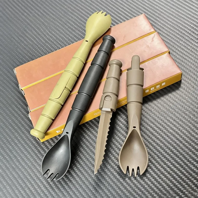 

Tactical Mini Cutlery Set Outdoor EDC Multi-Function Tool Knife Fork Spoon Combo Camping Hiking Essential Gear