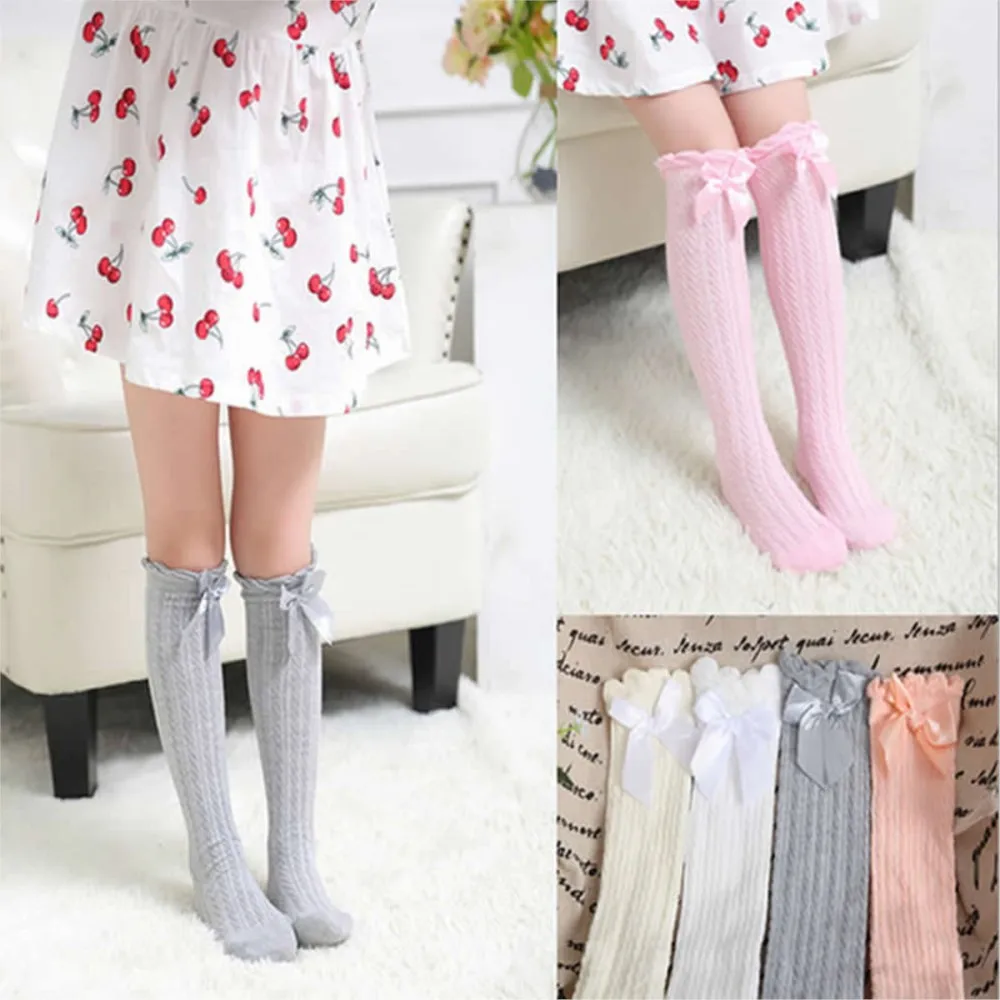 Soft Cotton Kawaii Girls Boys Sock Bow Princess Kids Socks Newborn Toddler Baby Long New Girls Tube Socks Child Leg Warm