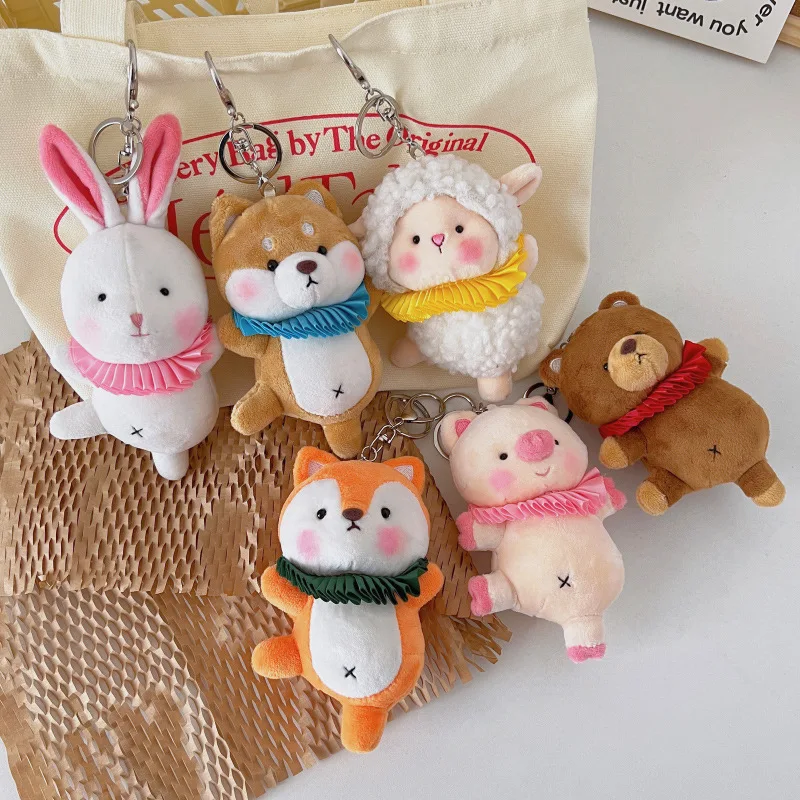 haapy Ballet animal keychain backpack pendant cute soft doll plush backpack hanging decoration keychain doll machine couple gift