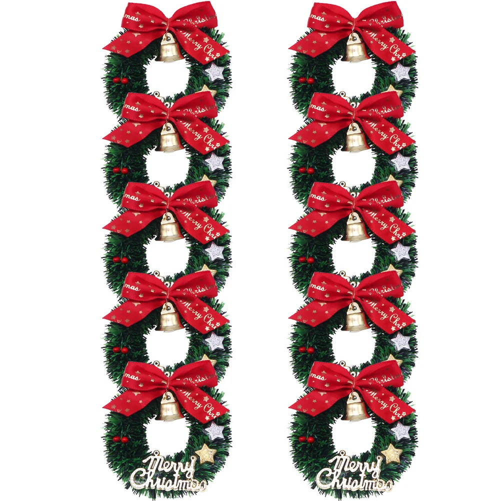 10 Pcs Christmas Wreath Tree Wreaths Hanging Decorations Miniature Garland Simulated Furniture Ornament Toy