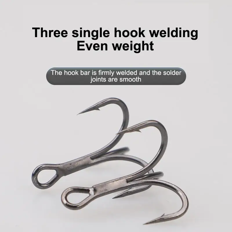 all joint fish hook New 50pcs/box Fishing Treble Hooks Kit High Carbon Steel Hooks Strong Sharp  Round Bend With Split Rings For Baits
