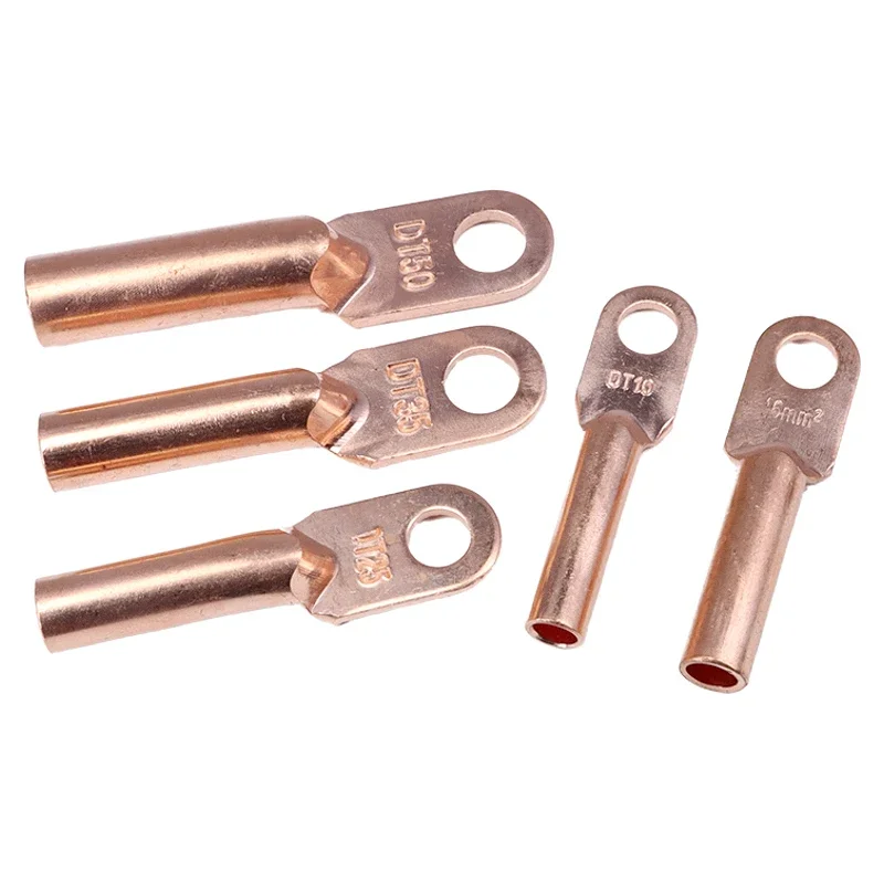 Wire Crimp Connector Car Auto Copper Terminal Block DT-10/16/25/35/50 Battery Cable Crimp Terminals Soldered Copper Crimp Lugs