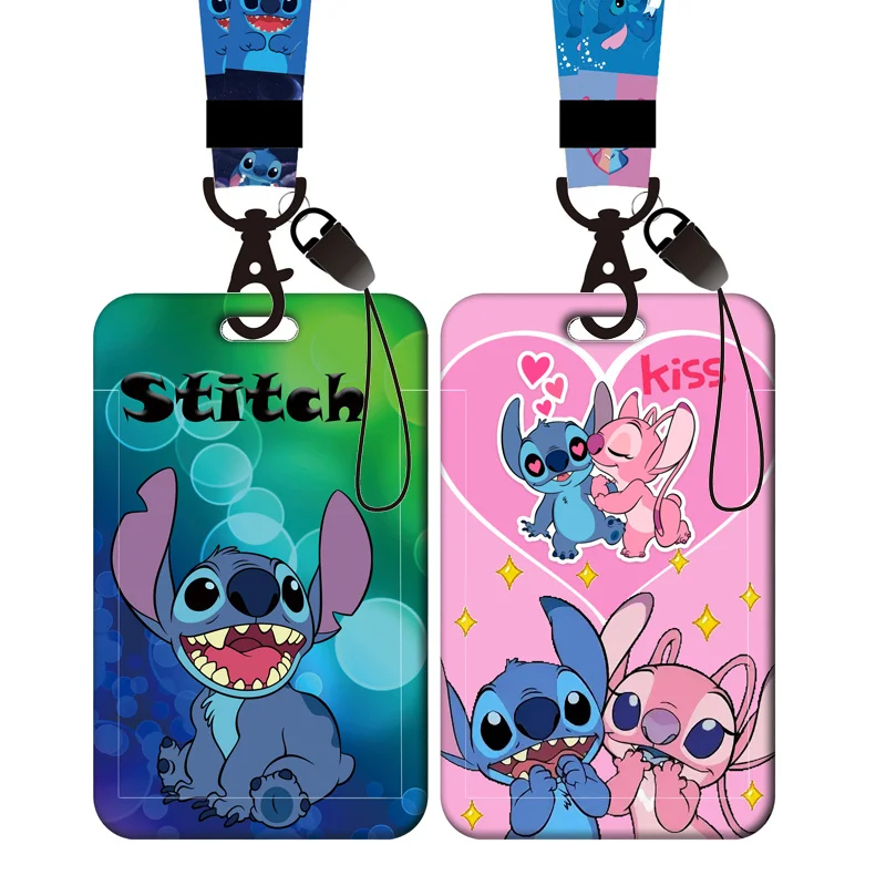 Stitch Badge Holder Lanyard Keychain Boys ID Credit Card Cover Pass Mobile Phone Neck Strap ID Credential Holder Key Accessories